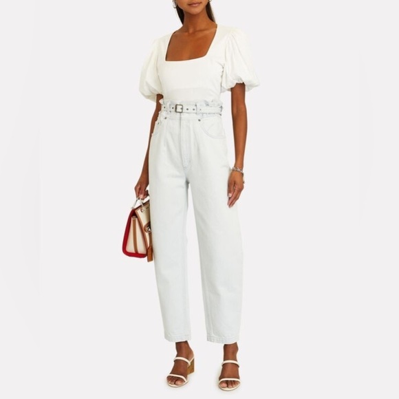 Agolde High Rise White and Blue Jeans Relaxed Fit - Picture 1 of 16